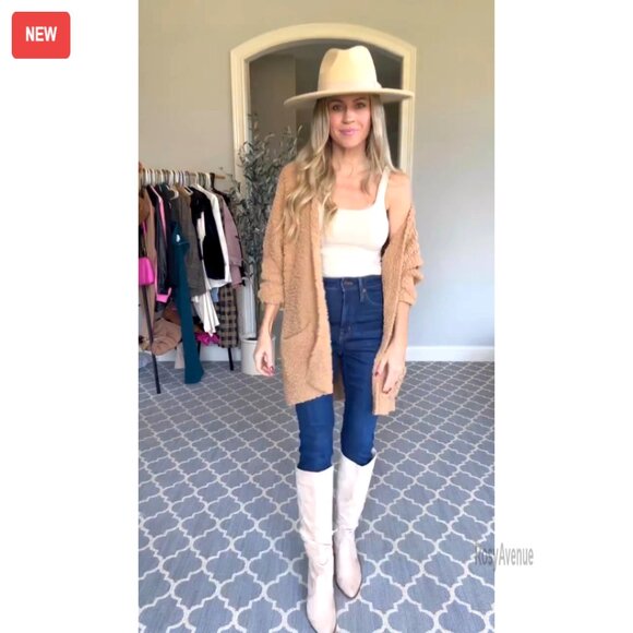 Oversized Chunky Popcorn Cardigan Batwing Sleeve Open Front Cozy Knit Sweater - Picture 7 of 7